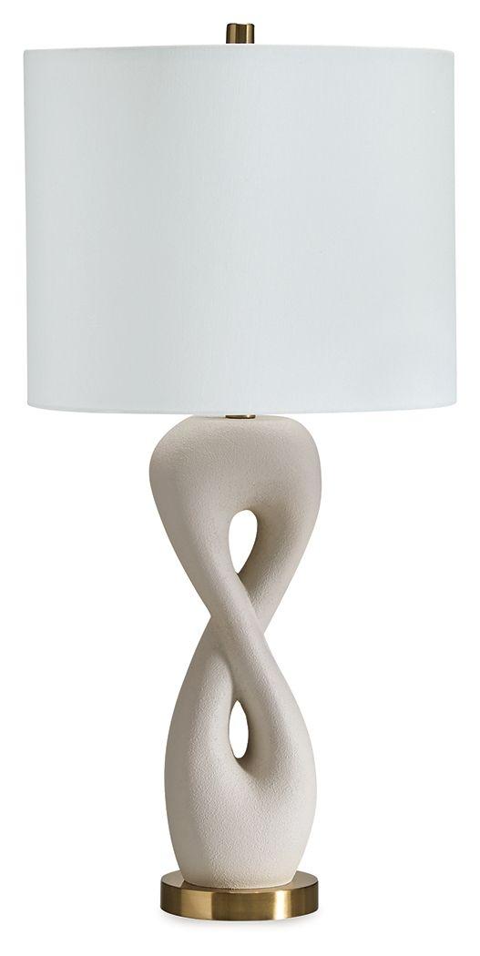 Ashley Judrich Poly Table Lamp (1/CN) - White/Gold Finish