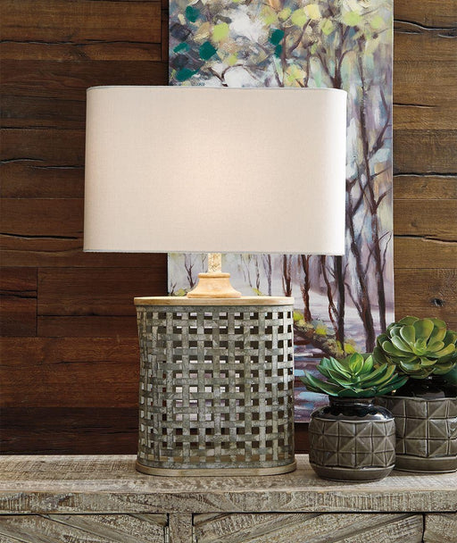 Ashley Deondra Metal Table Lamp (1/CN) - Gray