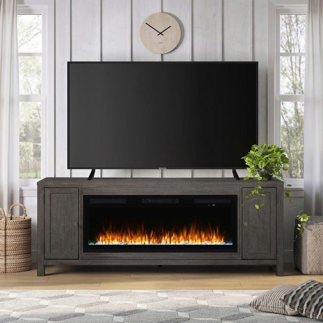 Liberty Furniture Fireplace TV Consoles - 406 78" Console With Fire FTS - Brown