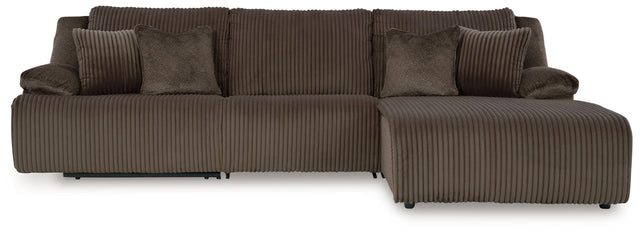 Ashley Top Tier - Chocolate - 3-Piece Reclining Sectional Sofa With Raf Chaise