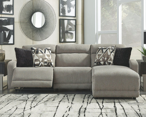 Ashley Colleyville - Stone - Right Arm Facing Power Chaise 3 Pc Sectional
