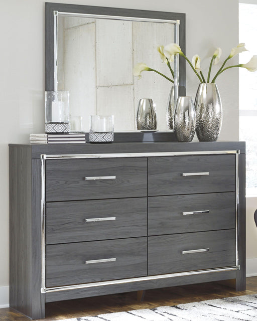 Ashley Lodanna - Gray - 6 Pc. - Dresser, Mirror, Chest, Full Panel Bed With 2 Storage Drawers