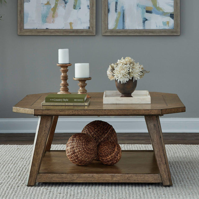 Liberty Furniture Carolina Park - Octagonal Cocktail Table - Brown