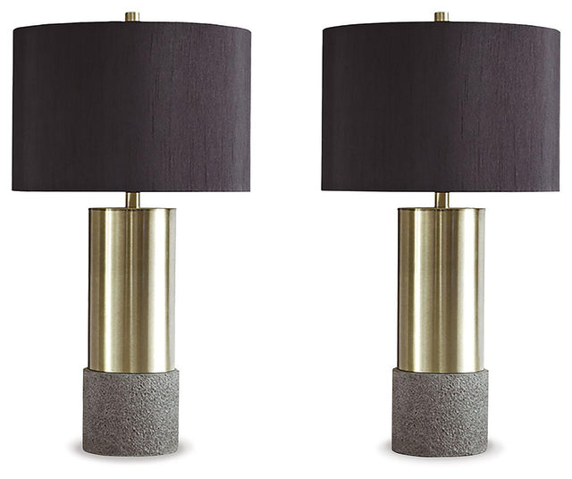 Ashley Jacek Metal Table Lamp (2/CN) - Gray/Brass Finish