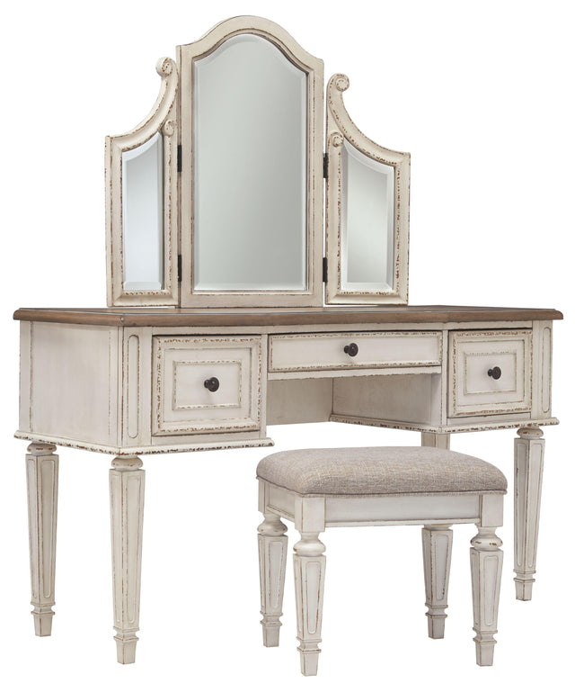 Ashley Realyn Vanity/Mirror/Stool (3/CN) - Two-tone