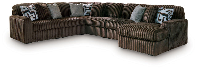 Ashley Midnight-Madness - 6-Piece Sectional With RAF Corner Chaise - Chocolate