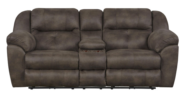 Catnapper Ferrington - Power Lay Flat Reclining Console Loveseat with Power Adjustable Headrest - Dusk