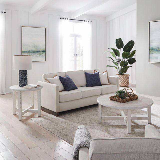 Liberty Furniture Backroads - 3 Piece Table Set (Round Cocktail Table & 2 Round End Tables) - Parchment Brown & Weathered White