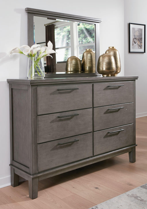 Ashley Hallanden - Gray - 6 Pc. - Dresser, Mirror, Chest, King Panel Bed With Storage