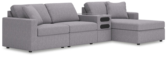 Ashley Modmax - Granite - 4-Piece Sectional With Raf Corner Chaise And Audio System Console