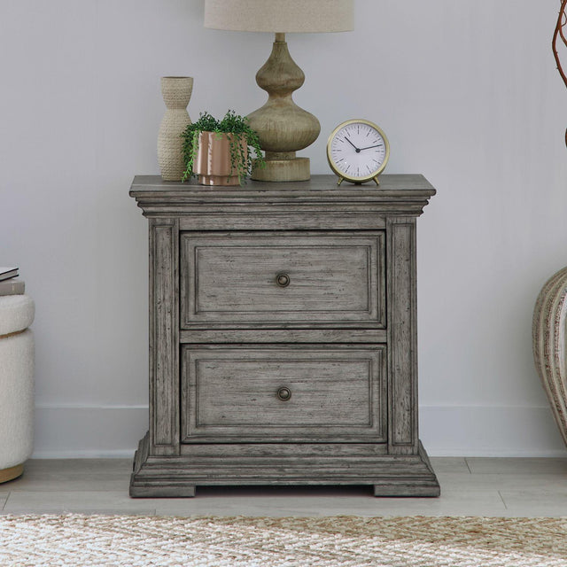 Liberty Furniture Big Valley - 2 Drawer Night Stand With Charging Station - Gray