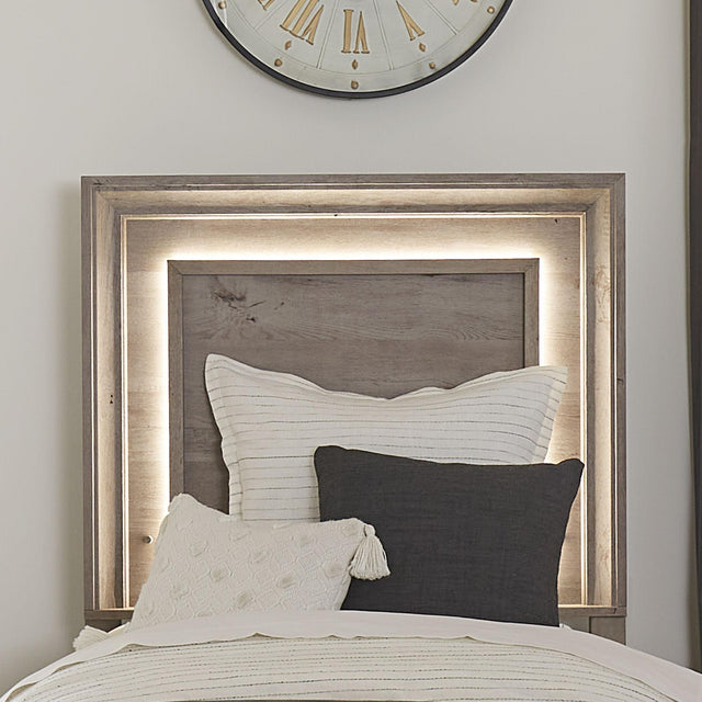 Liberty Furniture Horizons - Full Panel Headboard With Lights - Medium Gray