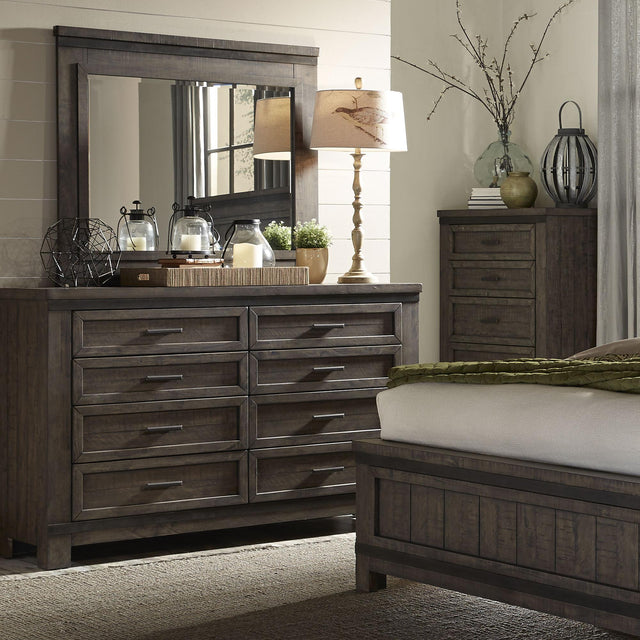 Liberty Furniture Thornwood Hills - 4 Piece Bedroom Set (King Panel Bed, Dresser & Mirror, Chest) - Dark Brown
