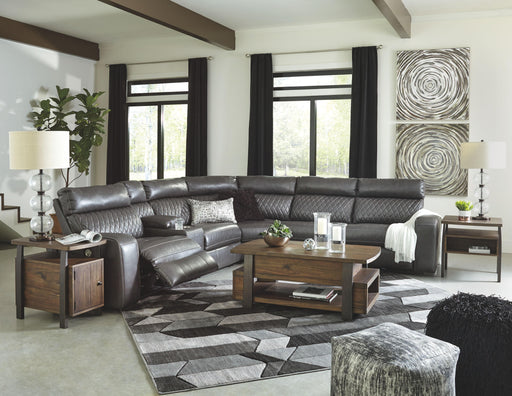 Ashley Samperstone - Gray - Zero Wall Recliners With Console 6 Pc Sectional