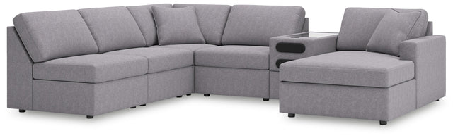 Ashley Modmax - Granite - 6-Piece Sectional With Raf Corner Chaise And Audio System Console