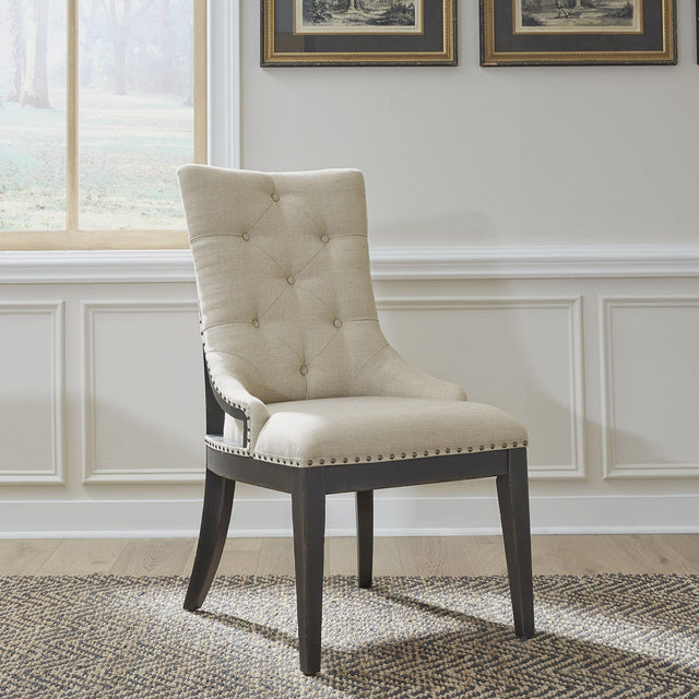 Liberty Furniture Americana Farmhouse - Upholstered Shelter Side Chair - Beige / Brown