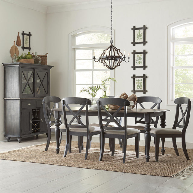 Liberty Furniture Ocean Isle - 7 Piece Rectangular Table Set (X Back Chairs) - Dark Gray