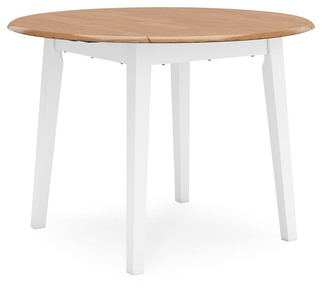 Ashley Gesthaven Round DRM Drop Leaf Table - Natural/White