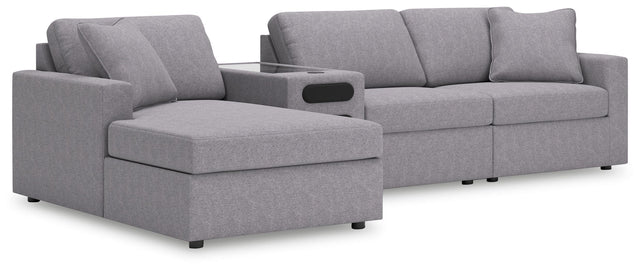 Ashley Modmax - Granite - 4-Piece Sectional With Laf Corner Chaise And Audio System Console