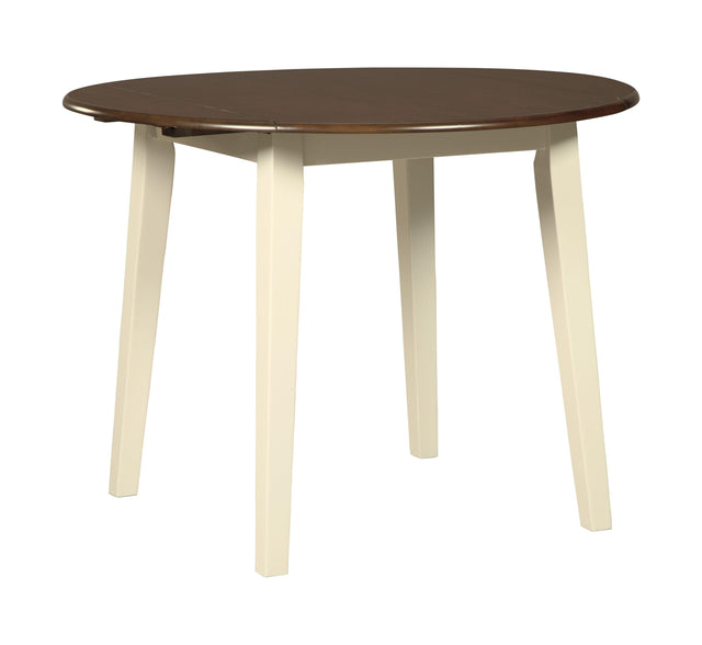 Ashley Woodanville Round DRM Drop Leaf Table - Cream/Brown