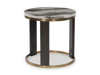 Ashley Jazmore Round End Table - Brown/Brass Finish