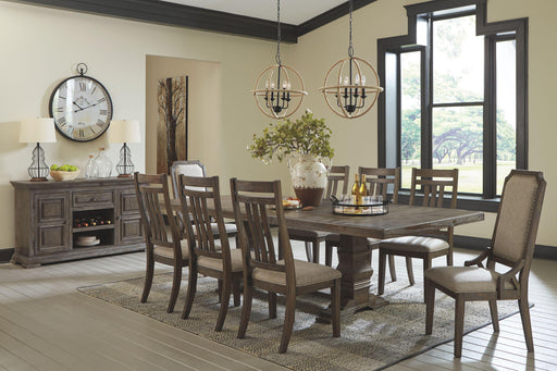 Ashley Wyndahl - Darl Brown - 11 Pc. - Extension Table, 6 Slatback Side Chairs, 2 Side Chairs, Server