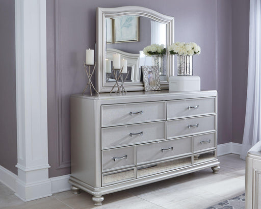 Ashley Coralayne - Blue - 7 Pc. - Dresser, Mirror, Chest, California King Panel Bed, 2 Nightstands