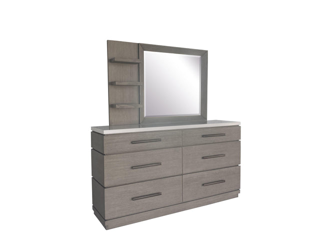 Parker House Pure Modern Bedroom - 6 Drawer Dresser And Mirror - Moonstone