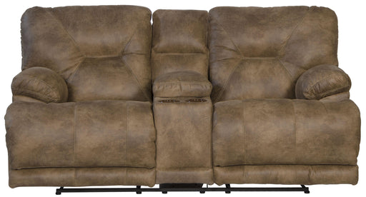 Catnapper Voyager - Power Lay Flat Reclining Console Loveseat - Brandy - Fabric