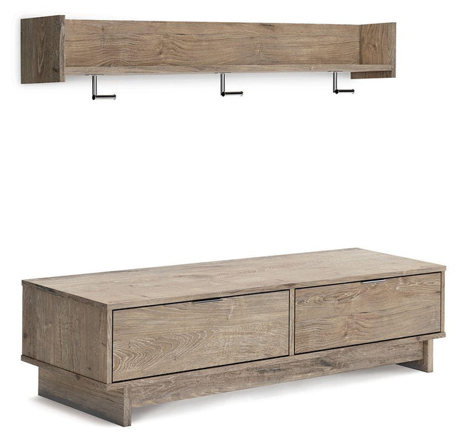 Ashley Oliah - Natural - Bench With Coat Rack