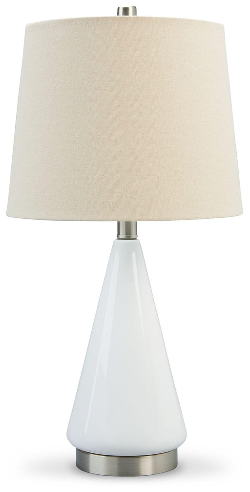 Ashley Ackson Ceramic Table Lamp (2/CN) - White/Silver Finish