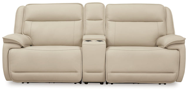 Ashley Double Deal - Almond - 2-Piece Power Reclining Loveseat Sectional With Console