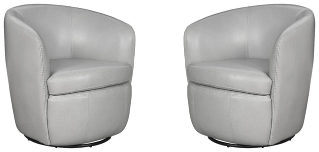 Parker House Barolo - 100% Italian Leather Swivel Club Chair (Set of 2) - Steamboat Ice