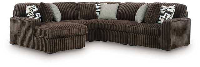 Ashley Midnight-Madness - 5-Piece Sectional With LAF Corner Chaise - Chocolate