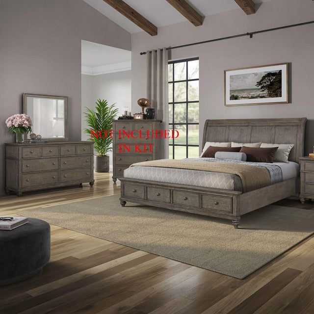 Liberty Furniture Twin Lakes - 3 Piece Bedroom Set (King Storage Bed, Dresser & Mirror) - Gray