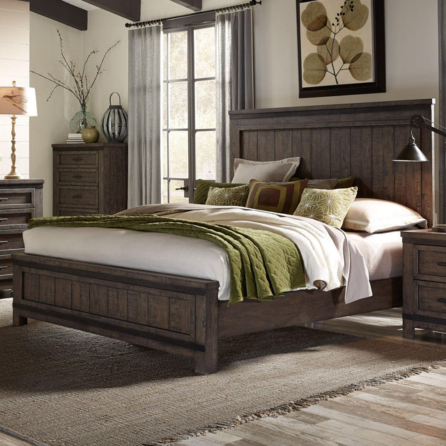 Liberty Furniture Thornwood Hills - King Panel Bed - Dark Brown