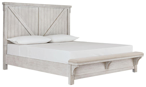 Ashley Brashland - White - Queen Panel Bed With Bench Footboard