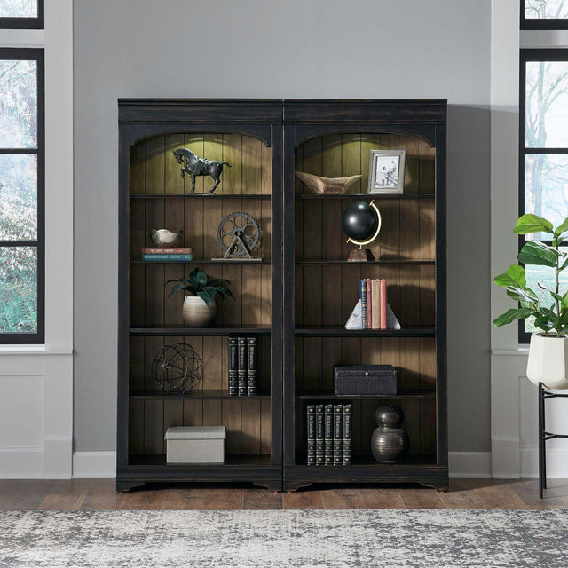 Liberty Furniture Meritage - 2 Piece Bunching Bookcase - Black