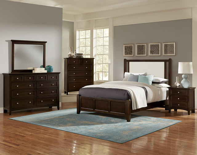 Vaughan-Bassett Bonanza - Full Size Linen Upholstered Bed With Mansion Footboard - Merlot