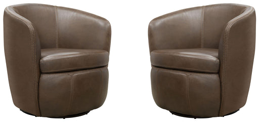 Parker House Barolo - 100% Italian Leather Swivel Club Chair (Set of 2) - Vintage Brown