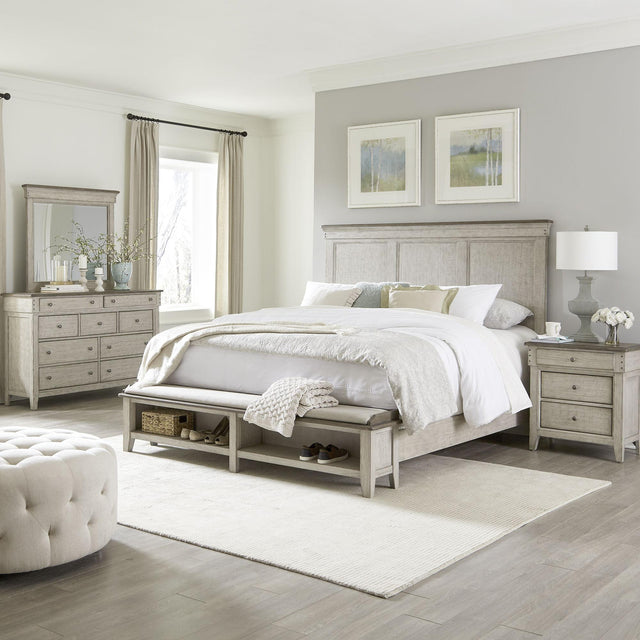 Liberty Furniture Ivy Hollow - 4 Piece Bedroom Set (King Storage Bed, Dresser & Mirror, Nightstand) - White