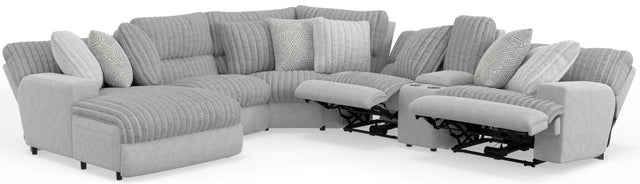 Catnapper Abraxas - 6 Piece Power Reclining Sectional With Lay-Back Chaise And 2 Reclining Seats (LSF Chaise) - Moonstruck