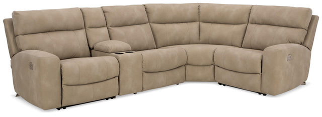 Ashley Next-gen Durapella - Sand - 5-Piece Power Reclining Sectional With Storage Console