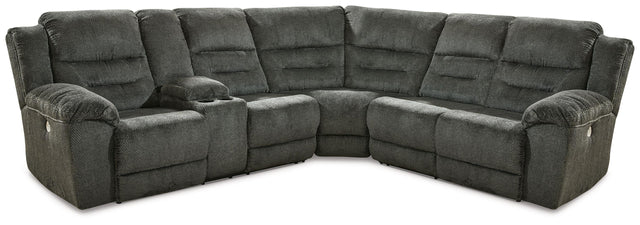 Ashley Nettington - Smoke - 3-Piece Power Reclining Sectional With Laf Pwr Rec Loveseat W/Console