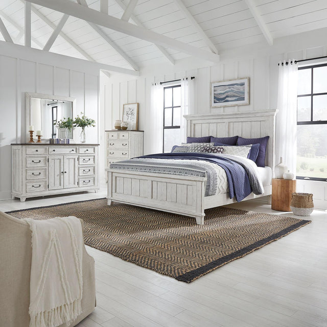 Liberty Furniture River Place - 4 Piece Bedroom Set (Queen Panel Bed, Dresser & Mirror, Chest) - White