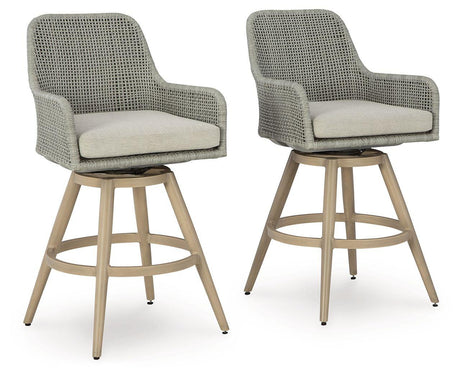 Ashley Seton Creek Barstool with Cushion (2/CN) - Beige/Gray