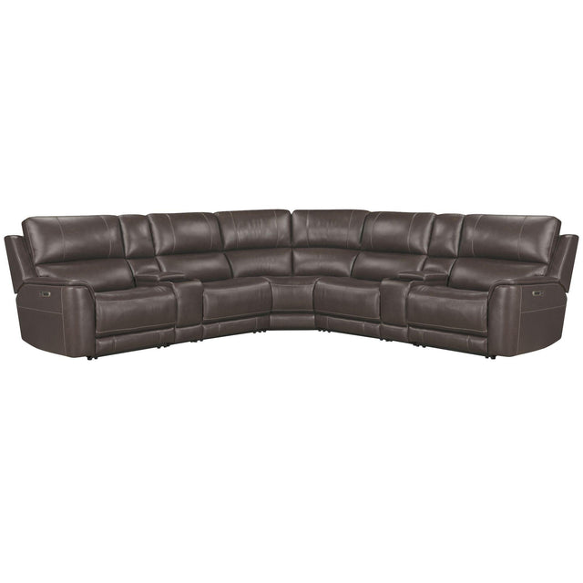 Parker House Easton - 7 Piece Zero Gravity Power Reclining Sectional With Power Adjustable Headrests - Steamboat Brown