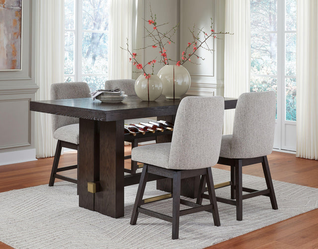 Ashley Burkhaus - Dark Brown - 5 Pc. - Rectangular Counter Table, 4 Barstools