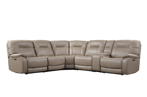 Parker House Axel - 6 Modular Piece Power Reclining Sectional with Power Headrests and Entertainment Console - Parchment