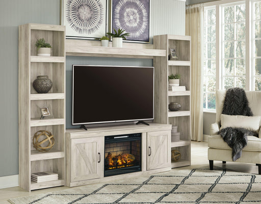 Ashley Bellaby - Whitewash - 5-Piece Entertainment Center With Electric Fireplace